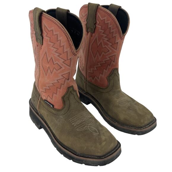 Wolverine Shoes - Wolverine Rancher Womens Boots 7.5 Pink/Brown Steel Toe Leather Western Preowned